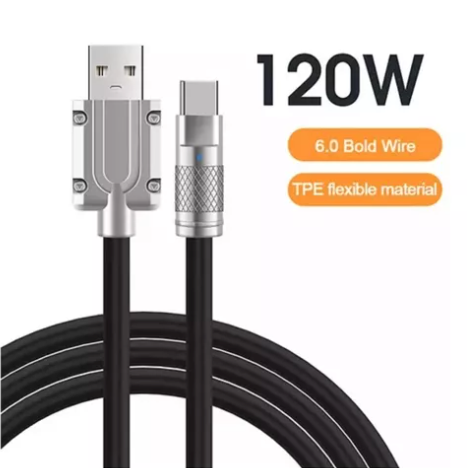 Cable Datos Carga Súper Rápida Usb A - Lightning 120w 6a 2m
