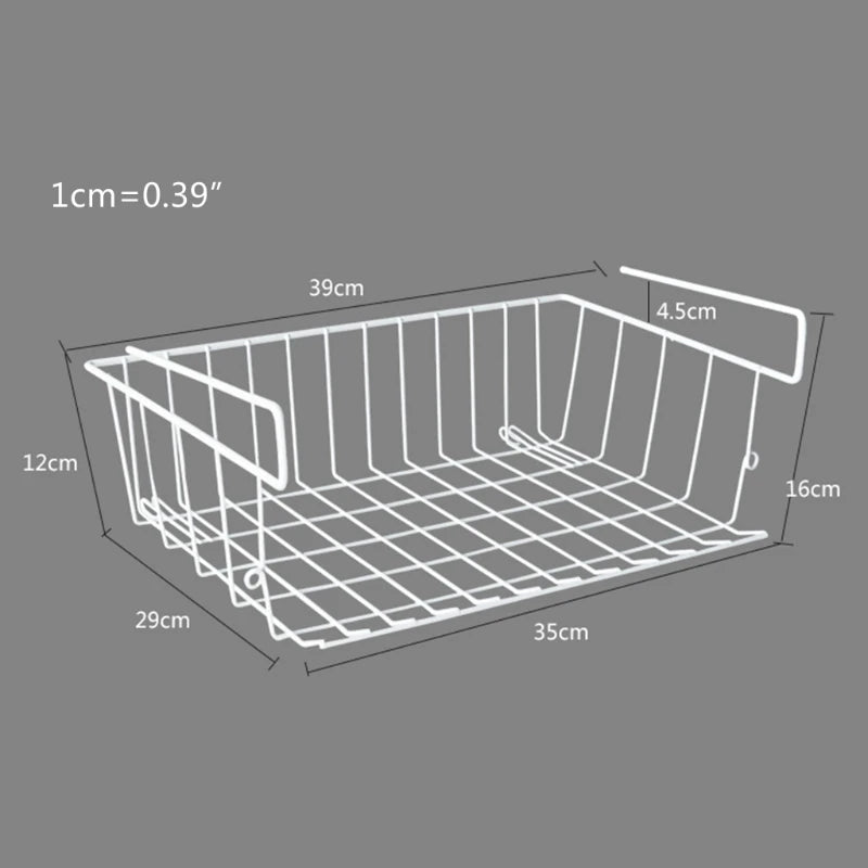 Cesta de almacenamiento rectangular para debajo de los estantes, brazos de ajuste cómodo, alambre de hierro, organización debajo de los estantes, resistente a la oxidación.