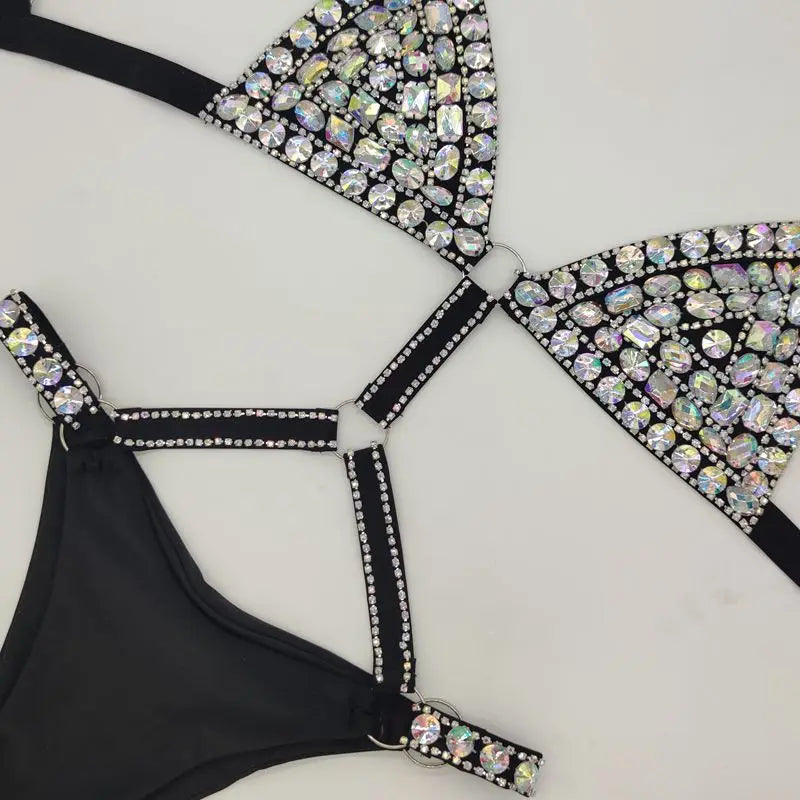 Bikini de diamantes sexy para mujer, traje de baño con cristales y diamantes de imitación para vacaciones en Venus 2020