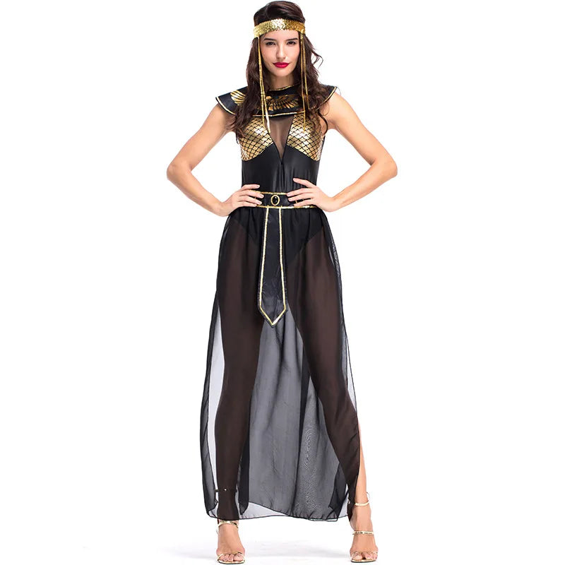 Umorden Carnival Party Halloween Egyptian Cleopatra Costume Women Adult Egypt Queen Cosplay Sexy Golden Fancy Dress