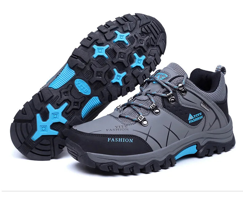Botas de nieve de invierno para hombre, impermeables, de cuero, muy cálidas, para exteriores, senderismo, trabajo, talla 39-47