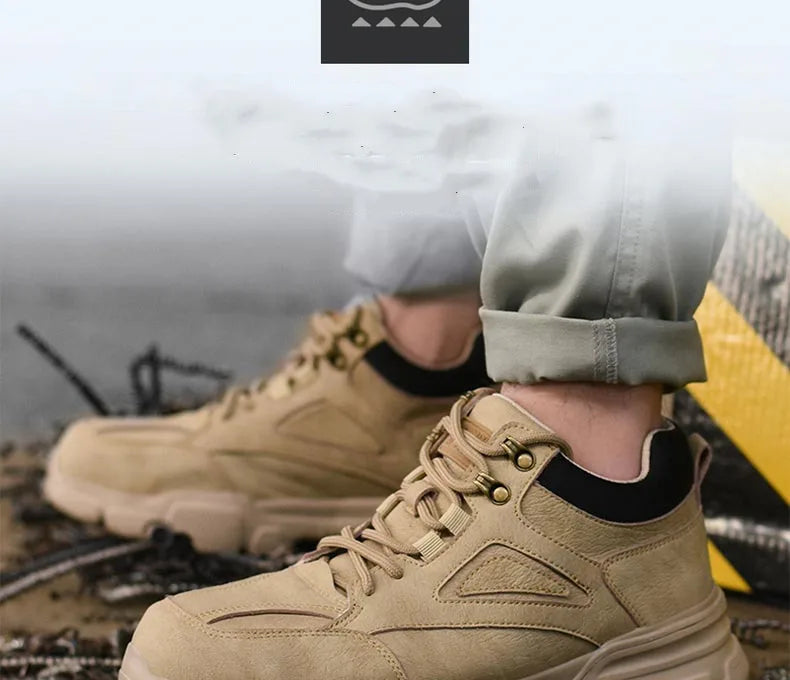 Zapatos de seguridad para hombre y mujer 2024, ligeros, indestructibles, con puntera de acero y plantilla de Kevlar.