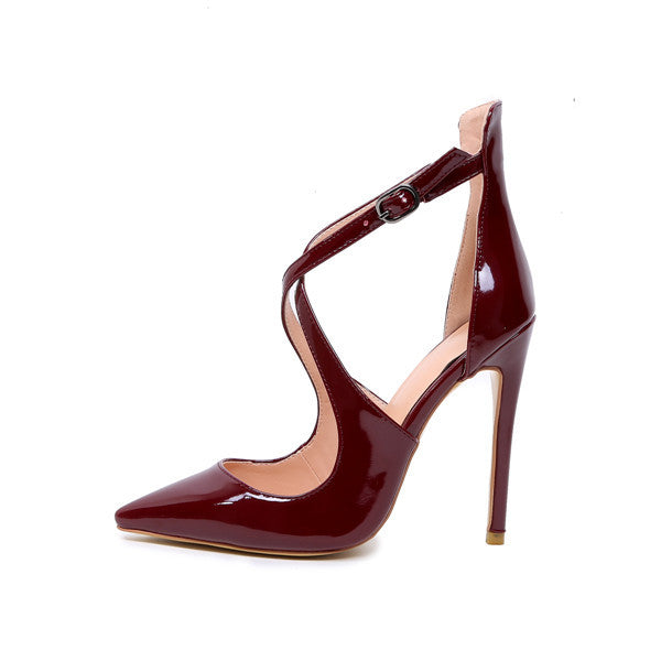 Sandalias de gladiador con hebilla y tacones de aguja para mujer, para oficina, fiesta, boda, tacones altos, tallas grandes 34-48 83-4