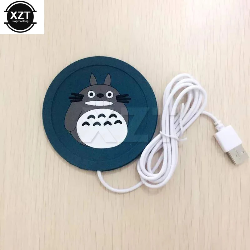 Calentador USB de silicona con dibujos animados para tazas, bandeja calefactora para café, té y bebidas, bonito regalo