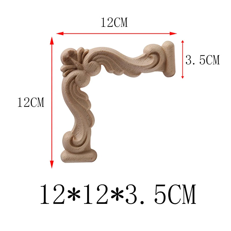 NUEVA Decoración Decoración Europea Moderna Calcomanía de Madera Aplique de Madera Marco de Madera Hojas Grandes Largas Madera de Caucho Ventana Esquina Paredes