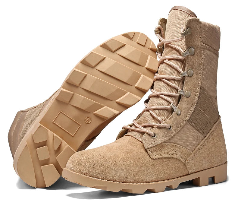TaoBo 2024 Original Military Leather Boots Size 40-45 Men High Top Tactical Desert Combat Shoes SWAT Army Hiking Boot Zapatos