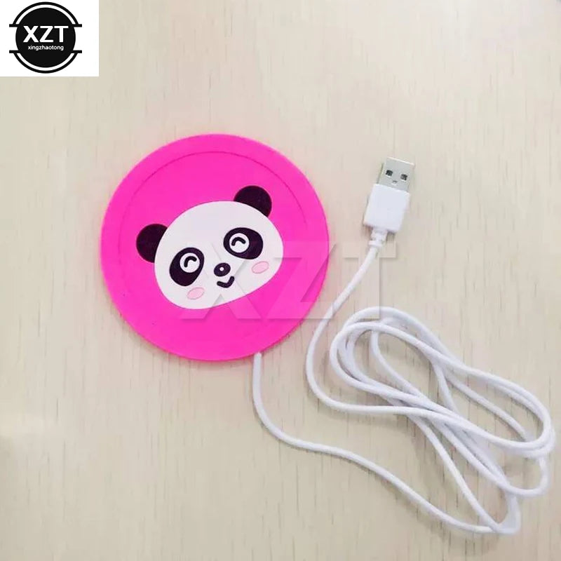Calentador USB de silicona con dibujos animados para tazas, bandeja calefactora para café, té y bebidas, bonito regalo