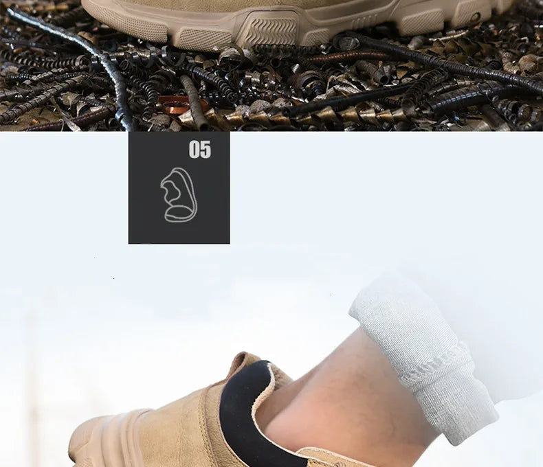 Zapatos de seguridad para hombre y mujer 2024, ligeros, indestructibles, con puntera de acero y plantilla de Kevlar.