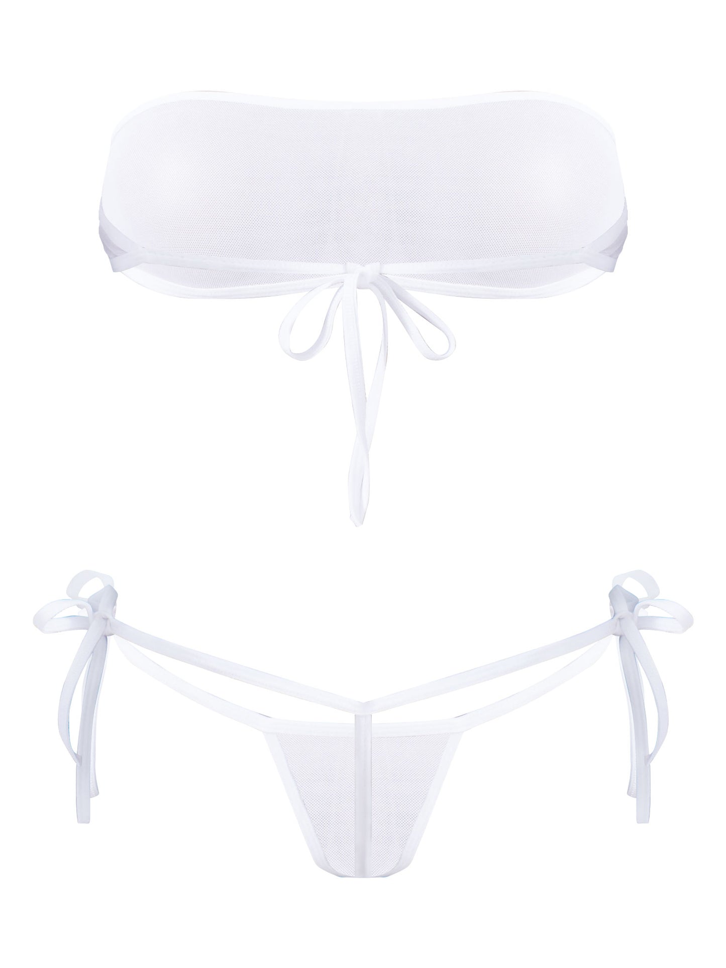 Traje de baño de malla transparente para mujer, conjunto de bikini triangular con microcordones y tanga, traje de baño de 2 piezas, ropa de playa sexy, bikini