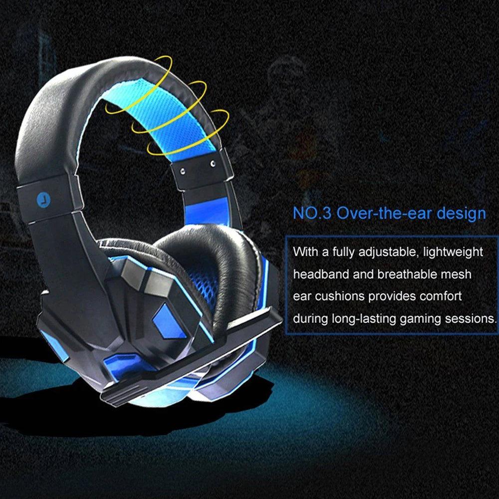 Auriculares para juegos 2021 con luz LED, micrófono, estéreo, graves profundos, para PC, portátil, gamer