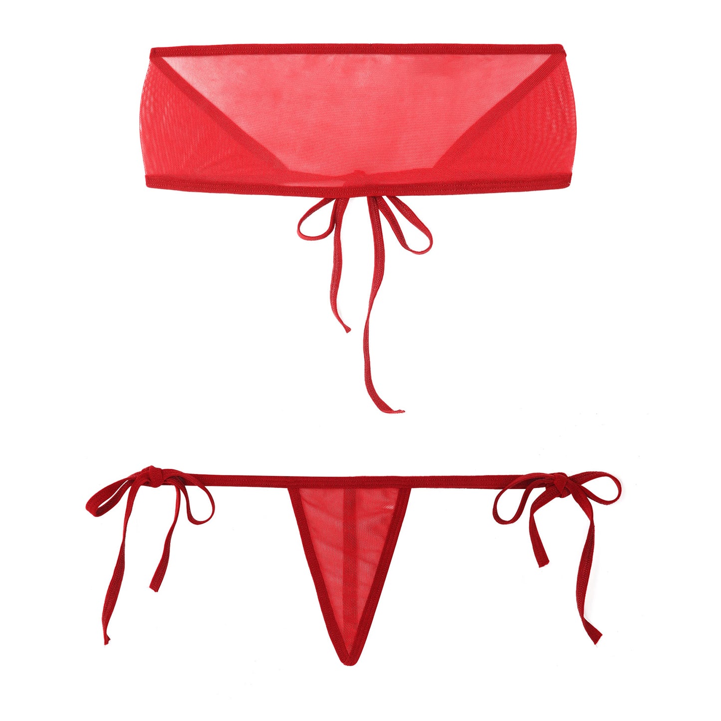 Traje de baño de malla transparente para mujer, conjunto de bikini triangular con microcordones y tanga, traje de baño de 2 piezas, ropa de playa sexy, bikini