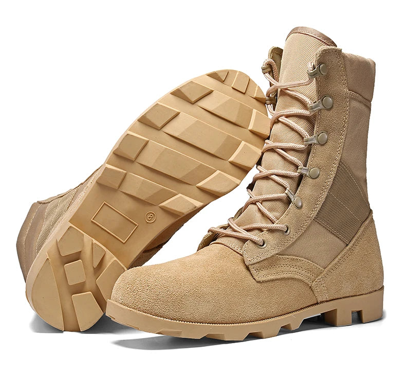 TaoBo 2024 Original Military Leather Boots Size 40-45 Men High Top Tactical Desert Combat Shoes SWAT Army Hiking Boot Zapatos