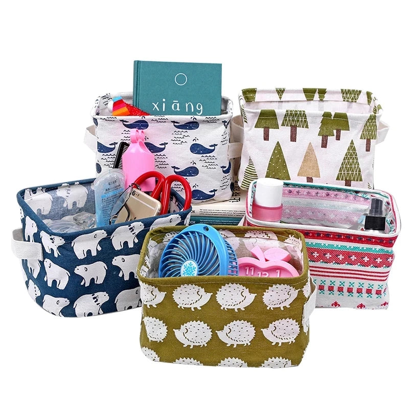Organizador de almacenamiento de ropa interior, papelería de oficina, lino, caja de almacenamiento de escritorio, cesta de almacenamiento impermeable para juguetes y artículos diversos, cosméticos