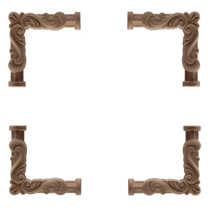 NUEVA Decoración Decoración Europea Moderna Calcomanía de Madera Aplique de Madera Marco de Madera Hojas Grandes Largas Madera de Caucho Ventana Esquina Paredes