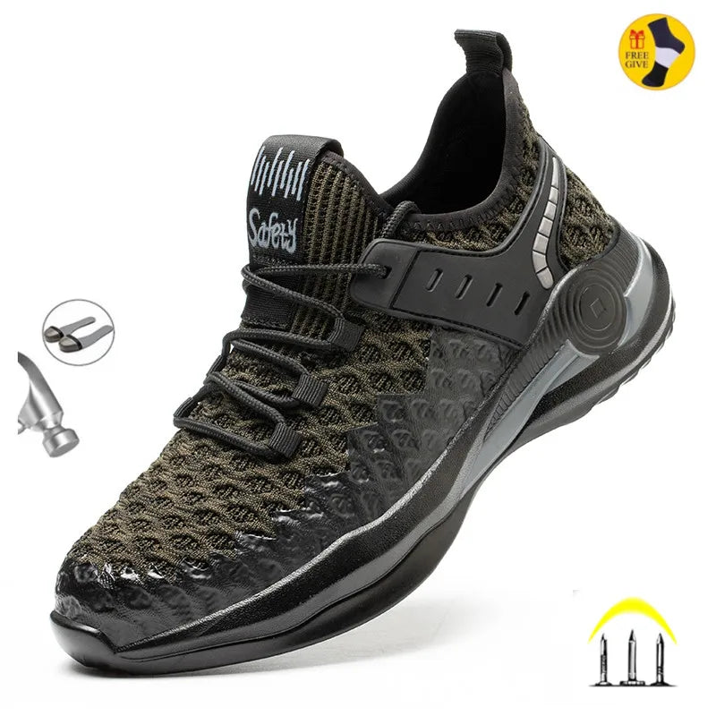 Zapatos de seguridad para hombre, tallas 37-50, botas con punta de acero, zapatillas de trabajo antiperforación, calzado masculino, zapatos de construcción indestructibles.