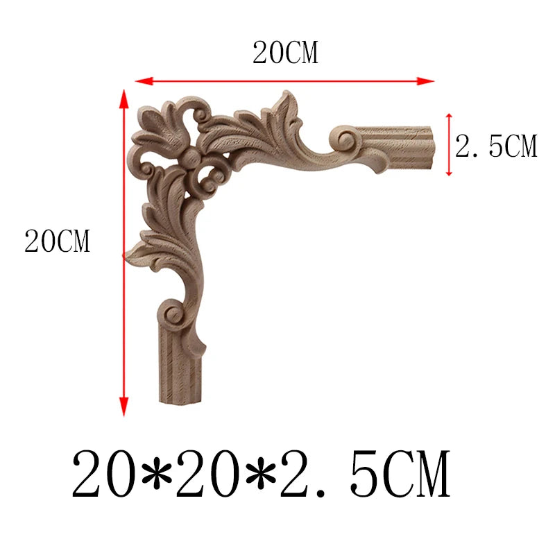 NUEVA Decoración Decoración Europea Moderna Calcomanía de Madera Aplique de Madera Marco de Madera Hojas Grandes Largas Madera de Caucho Ventana Esquina Paredes
