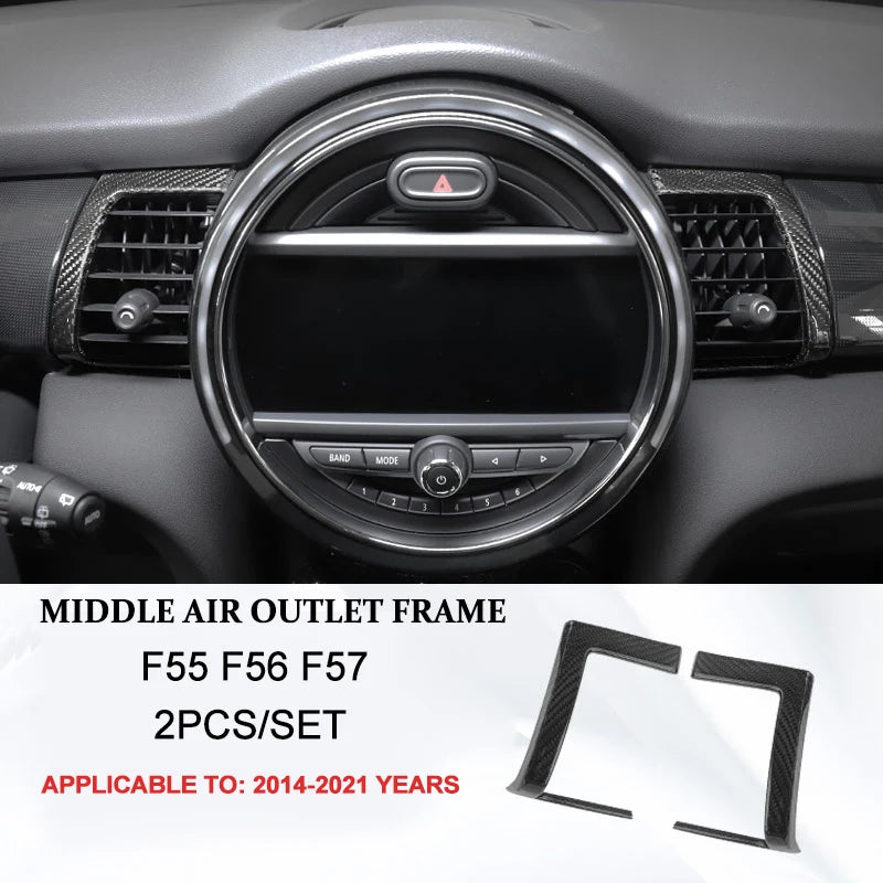 Accesorios interiores de coche para Mini Cooper F54 F55 F56 F57 F60, fibra de carbono auténtica, pegatina decorativa, pieza protectora para coche.