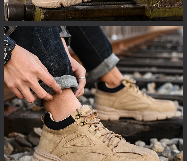 Zapatos de seguridad para hombre y mujer 2024, ligeros, indestructibles, con puntera de acero y plantilla de Kevlar.