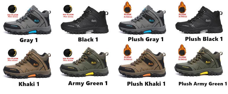 Botas de nieve de invierno para hombre, impermeables, de cuero, muy cálidas, para exteriores, senderismo, trabajo, talla 39-47