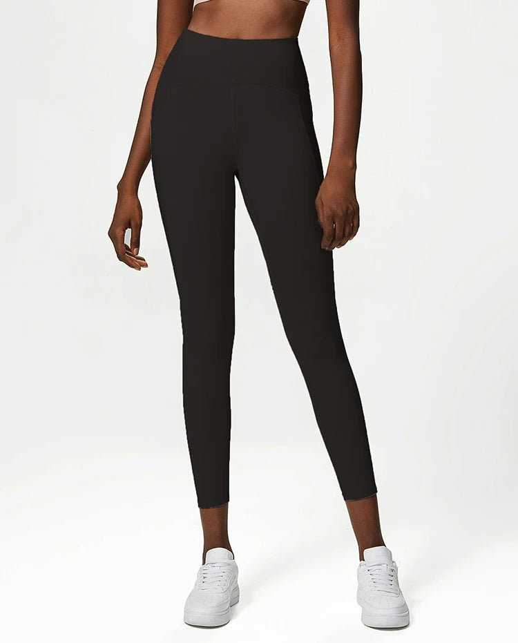 Pantalones de yoga para mujer, sensación de desnudez, alta elasticidad, nailon, cintura alta, leggings deportivos, realce, para correr, gimnasio, ropa deportiva femenina.