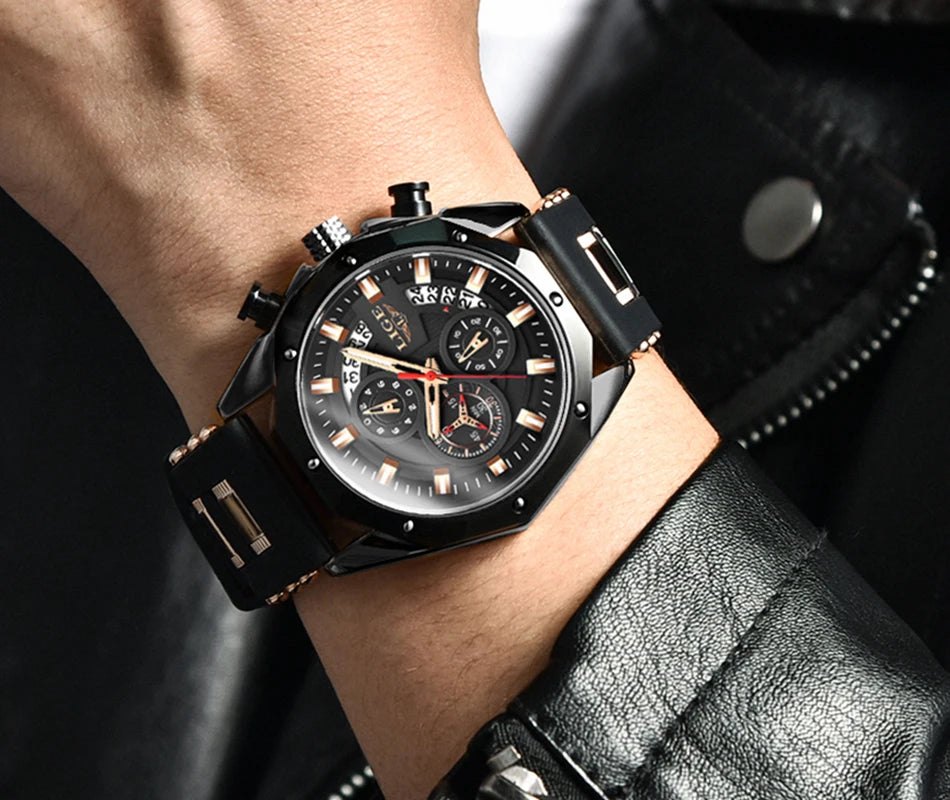 LIGE 2024 - Nuevos relojes de moda para hombre, marca superior de lujo, reloj deportivo de silicona, reloj de cuarzo con fecha, reloj de pulsera resistente al agua, cronógrafo
