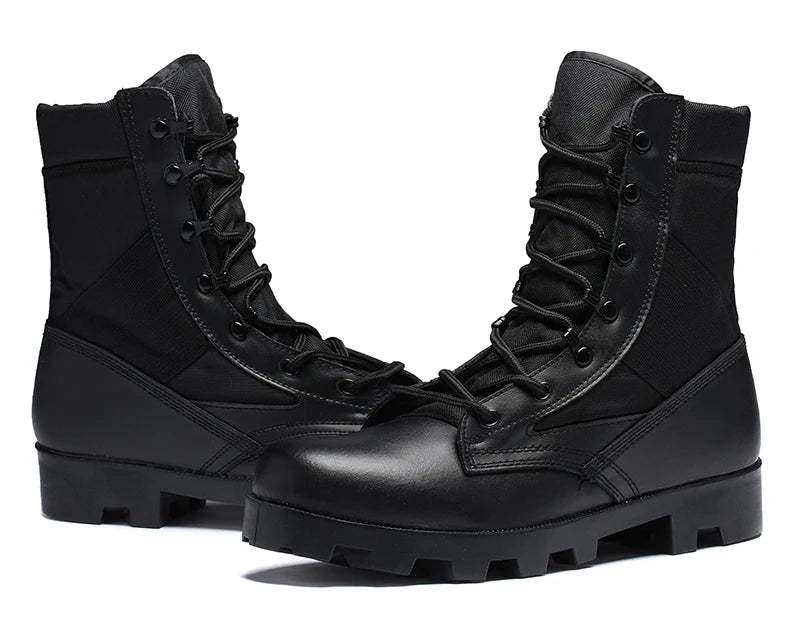 TaoBo 2024 Original Military Leather Boots Size 40-45 Men High Top Tactical Desert Combat Shoes SWAT Army Hiking Boot Zapatos