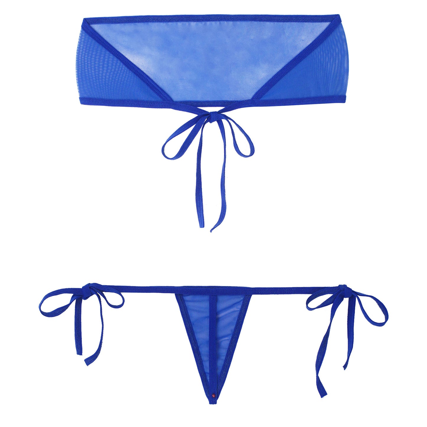 Traje de baño de malla transparente para mujer, conjunto de bikini triangular con microcordones y tanga, traje de baño de 2 piezas, ropa de playa sexy, bikini