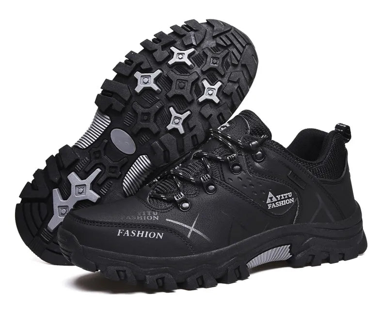 Botas de nieve de invierno para hombre, impermeables, de cuero, muy cálidas, para exteriores, senderismo, trabajo, talla 39-47