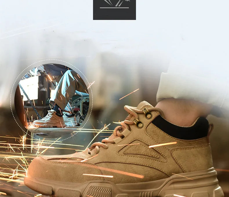 Zapatos de seguridad para hombre y mujer 2024, ligeros, indestructibles, con puntera de acero y plantilla de Kevlar.