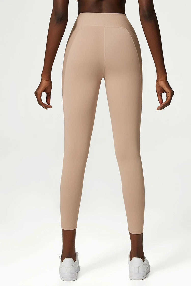 Pantalones de yoga para mujer, sensación de desnudez, alta elasticidad, nailon, cintura alta, leggings deportivos, realce, para correr, gimnasio, ropa deportiva femenina.