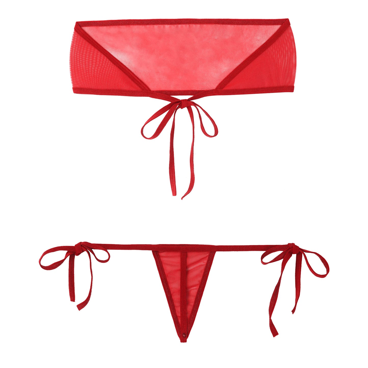 Traje de baño de malla transparente para mujer, conjunto de bikini triangular con microcordones y tanga, traje de baño de 2 piezas, ropa de playa sexy, bikini