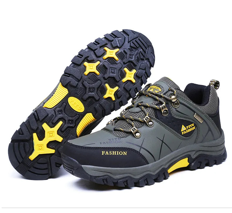 Botas de nieve de invierno para hombre, impermeables, de cuero, muy cálidas, para exteriores, senderismo, trabajo, talla 39-47