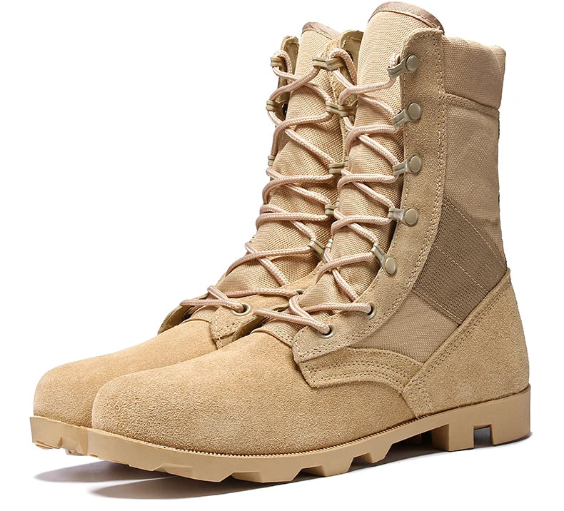 TaoBo 2024 Original Military Leather Boots Size 40-45 Men High Top Tactical Desert Combat Shoes SWAT Army Hiking Boot Zapatos