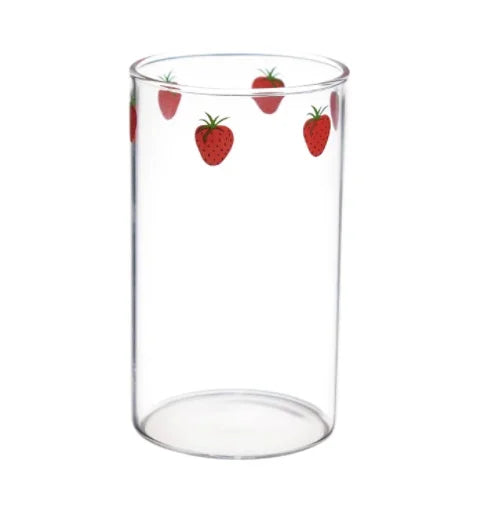 Vaso de cristal con pajita de 300 ml, diseño de fresa, transparente, creativo, resistente al calor, para estudiantes, Nana
