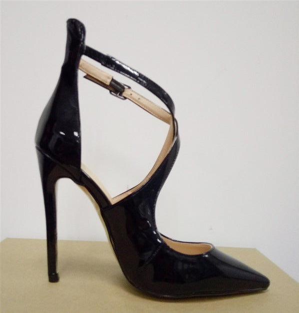 Sandalias de gladiador con hebilla y tacones de aguja para mujer, para oficina, fiesta, boda, tacones altos, tallas grandes 34-48 83-4