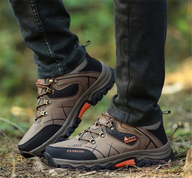 Botas de nieve de invierno para hombre, impermeables, de cuero, muy cálidas, para exteriores, senderismo, trabajo, talla 39-47