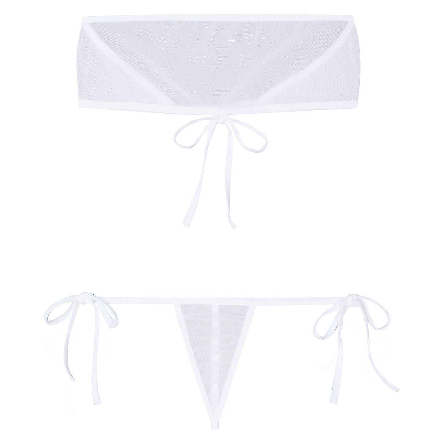 Traje de baño de malla transparente para mujer, conjunto de bikini triangular con microcordones y tanga, traje de baño de 2 piezas, ropa de playa sexy, bikini