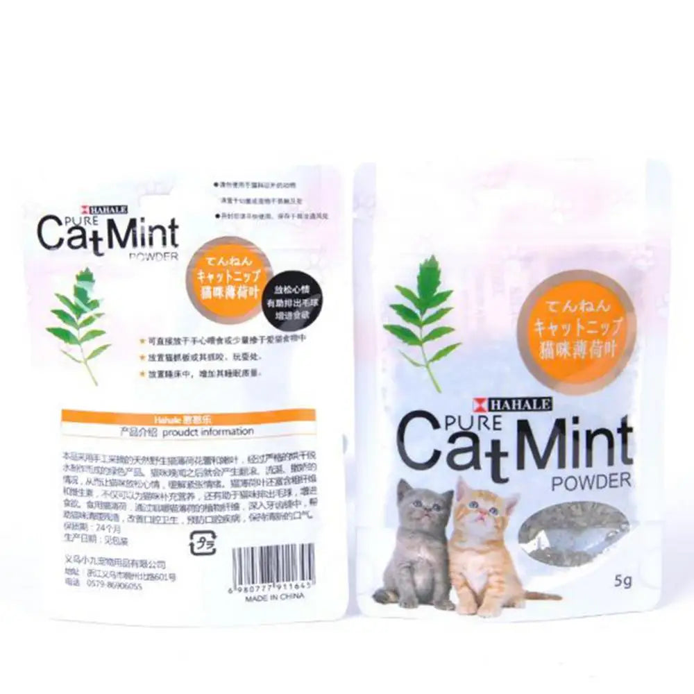 Polvo de menta natural para gatos (5 g/paquete) - Golosinas con sabor a hierba gatera para limpiar la boca de los gatitos