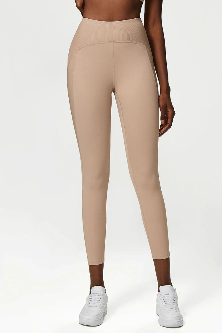 Pantalones de yoga para mujer, sensación de desnudez, alta elasticidad, nailon, cintura alta, leggings deportivos, realce, para correr, gimnasio, ropa deportiva femenina.