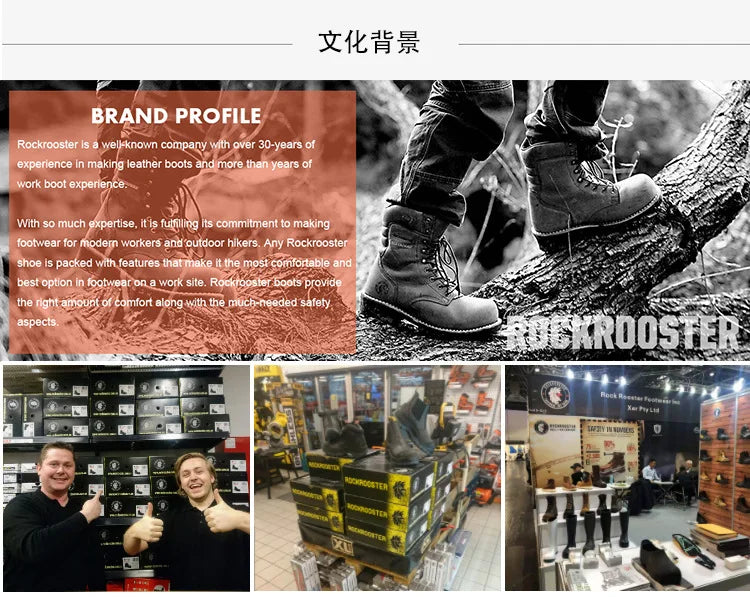 ROCKROOSTER Zapatos de senderismo para hombre, botas de caza impermeables, zapatos de seguridad de cuero, botines tácticos, zapatos de trabajo, zapatillas deportivas con punta de acero