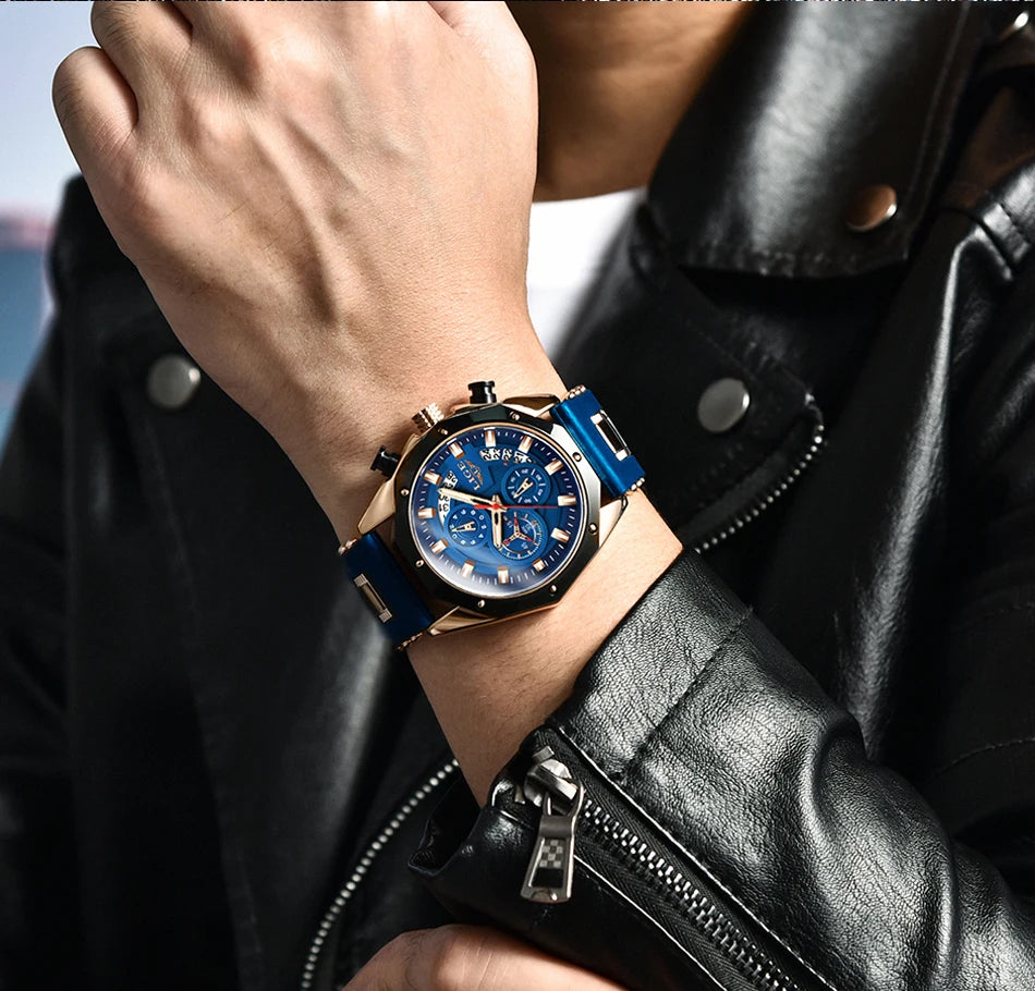 LIGE 2024 - Nuevos relojes de moda para hombre, marca superior de lujo, reloj deportivo de silicona, reloj de cuarzo con fecha, reloj de pulsera resistente al agua, cronógrafo