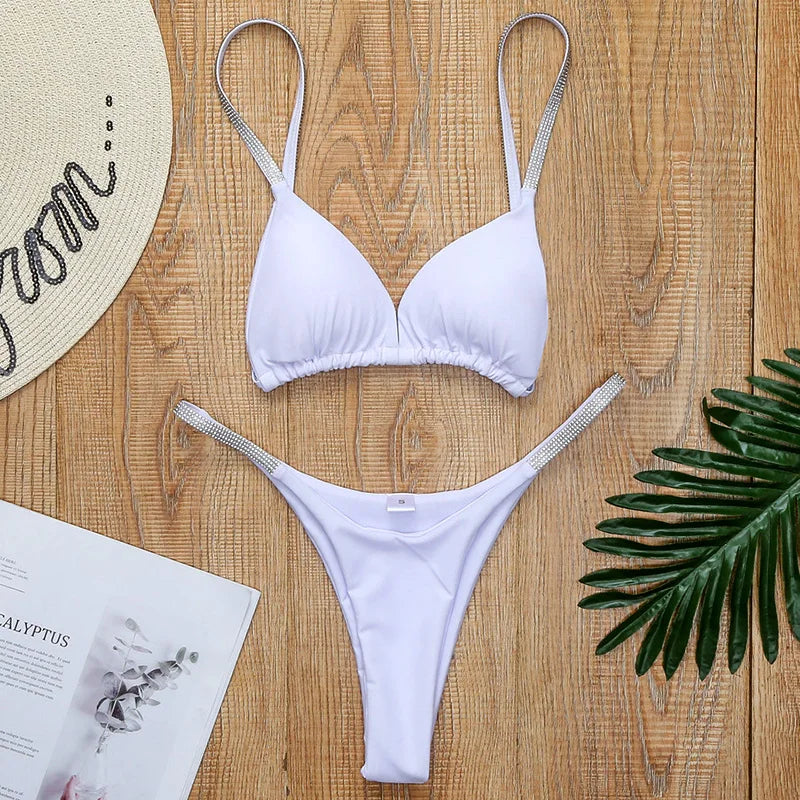 Sexy Shiny Sequins Mini Micro Thong Bikini Women Swimsuit Female Swimwear Two pieces Bikini set Brazilian Bathing Suit Swim Lady