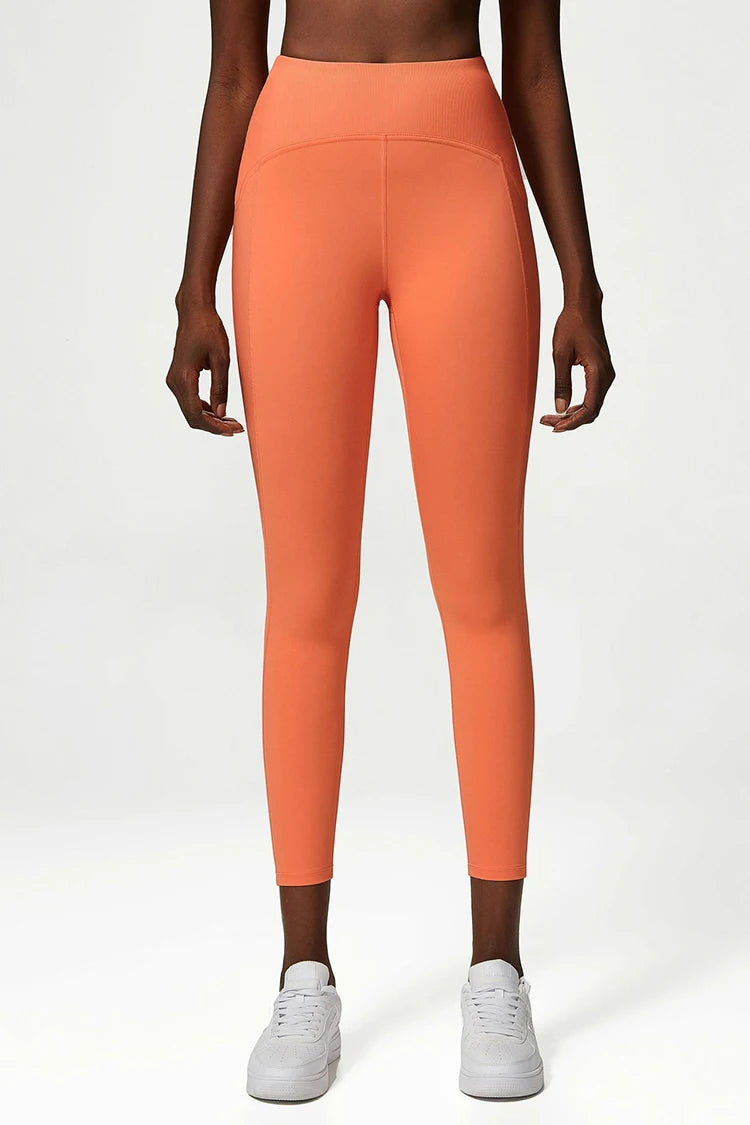 Pantalones de yoga para mujer, sensación de desnudez, alta elasticidad, nailon, cintura alta, leggings deportivos, realce, para correr, gimnasio, ropa deportiva femenina.