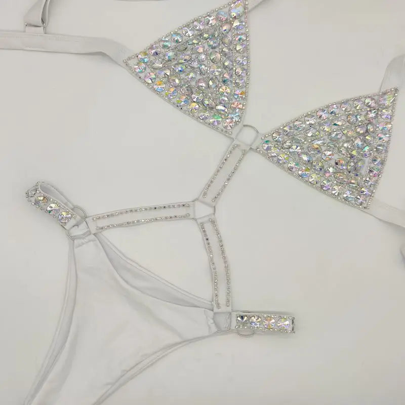 Bikini de diamantes sexy para mujer, traje de baño con cristales y diamantes de imitación para vacaciones en Venus 2020