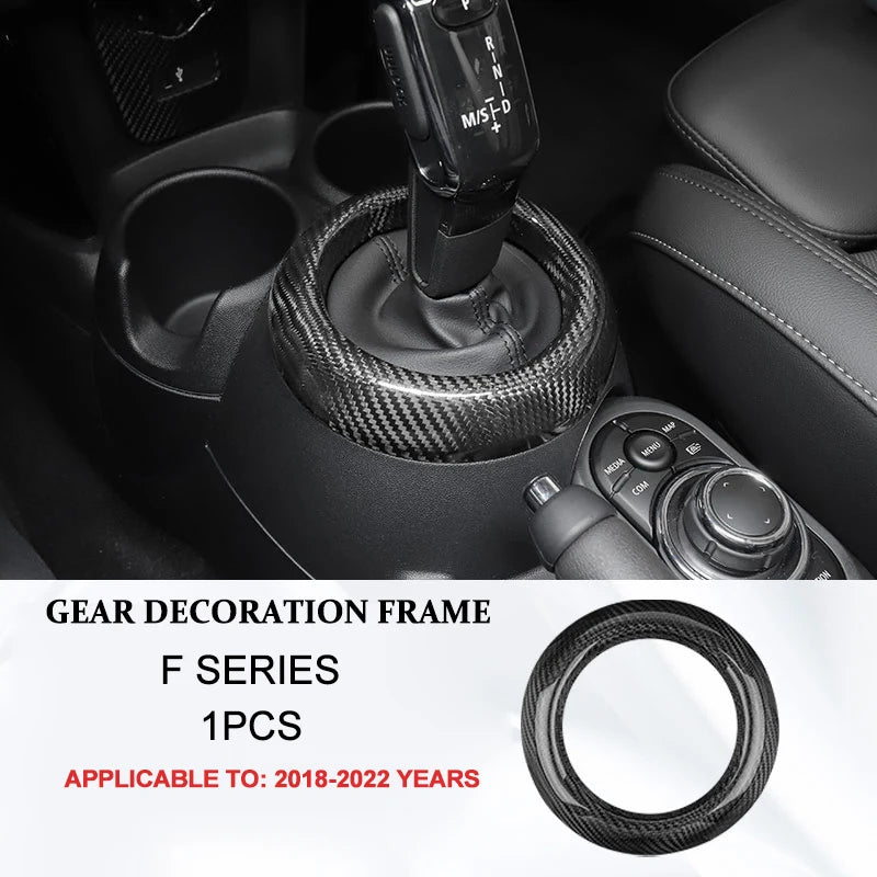 Accesorios interiores de coche para Mini Cooper F54 F55 F56 F57 F60, fibra de carbono auténtica, pegatina decorativa, pieza protectora para coche.