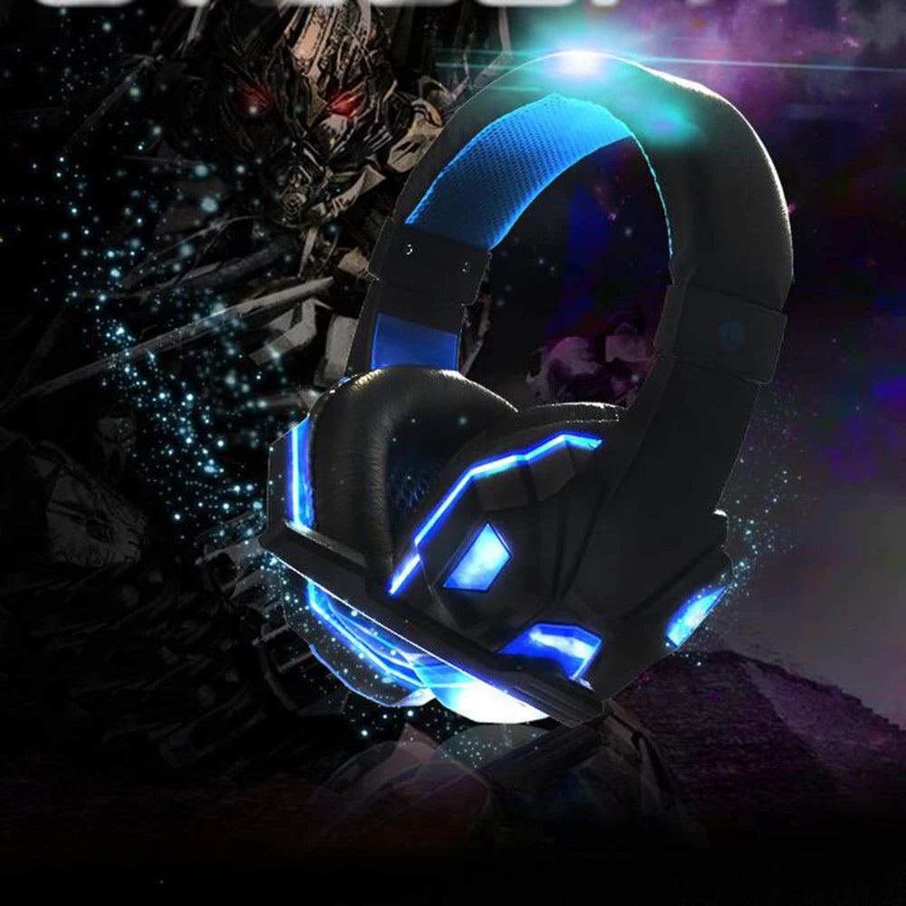 Auriculares para juegos 2021 con luz LED, micrófono, estéreo, graves profundos, para PC, portátil, gamer