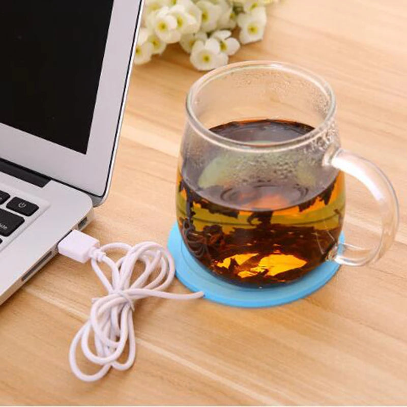 Calentador USB de silicona con dibujos animados para tazas, bandeja calefactora para café, té y bebidas, bonito regalo