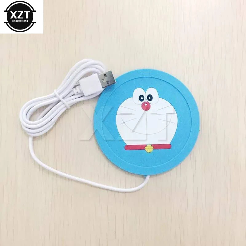 Calentador USB de silicona con dibujos animados para tazas, bandeja calefactora para café, té y bebidas, bonito regalo