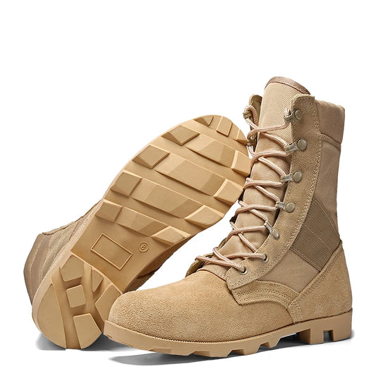 TaoBo 2024 Original Military Leather Boots Size 40-45 Men High Top Tactical Desert Combat Shoes SWAT Army Hiking Boot Zapatos