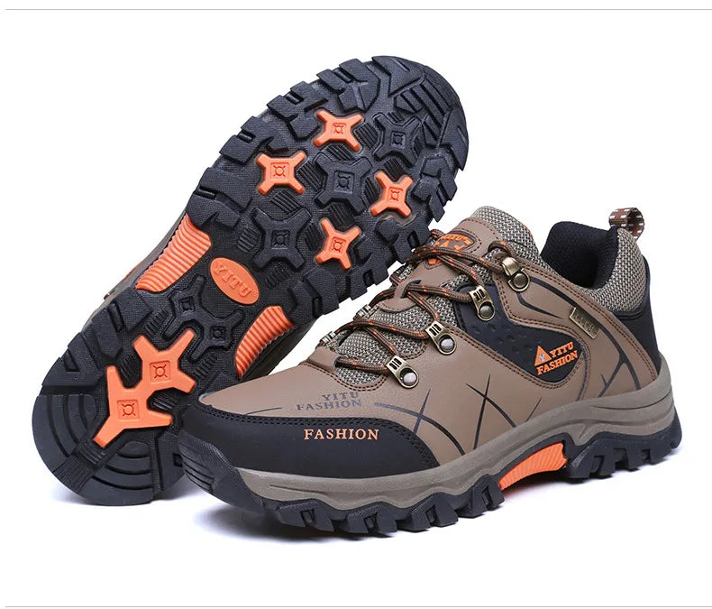 Botas de nieve de invierno para hombre, impermeables, de cuero, muy cálidas, para exteriores, senderismo, trabajo, talla 39-47